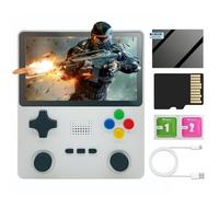 R39s Console de jeu portable, avec système Emuelec 4.3 entièrement open source, écran IPS 4 ", carte TF 64 G, 10 000 jeux rétro, batterie 3000 mAh (blanc)
