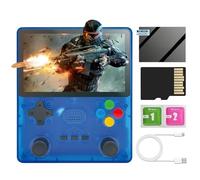 R39s Console de jeu portable avec système entièrement open source Emuelec 4.3, écran IPS 4 pouces, carte TF 64 G, 10 000 jeux rétro, batterie 3000 mAh (bleu)