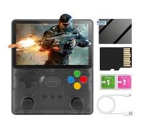 R39s Console de jeu portable avec système entièrement open source Emuelec 4.3, écran IPS 4 pouces, carte TF 64 G, 10 000 jeux rétro, batterie 3000 mAh (noir)