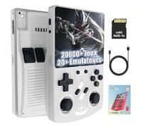 R40XX Console de Jeu Portable Rétro 128 Go, Console d'émulateur avec 20 000+ Jeux Vidéo, 20+ Émulateurs, Système Linux, Écran HD de 4,2 Pouces, Double Joystick 3D, Batterie de 4000 mAh (Blanc)