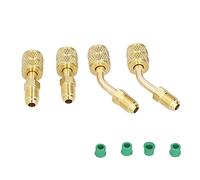 R410 Refrigerant Charging Adapter Kit | 1/4 SAE to 5/16 SAE Conversion Head for HVAC Tools | 4 - Piece Brass Adapter Set with Gaskets