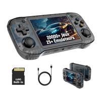 R46H Console de Jeux Portable Rétro 128Go, Console avec Émulateurs avec 20000+ Jeux Vidéo et 25+ Émulateurs, Système Linux, Écran HD de 4,2 Pouces, Joysticks 3D, Batterie 3000mAh (Noir Transparent)