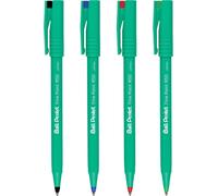 R50 Fine Point Liquid Ink Rollerball Pen - 0.8mm Nib, 0.4mm Line Width - 77% Recycled - Black, Blue, Red & Green (Pack Of 4)