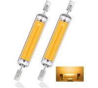 R7S LED 118mm blanc chaud 3000K, 10W Remplacer halogène R7S J118 100W, AC 220V-240V 1000LM R7S COB LED Ampoule linéaire 118mm, 2pcs