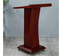 RAABYU Lectern Podium Stand Podium Stand Simple Lecterns Wood Conference Table Podium Stand with Casters and 2 Open Storage Standing Lectern Modern Wheeled Lectern Has