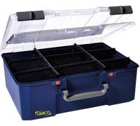raaco CarryLite 150-9/DL: Boîte de Rangement Légère avec 8 Cloisons pour Petites Pièces et Couvercle Transparent Double Couche, Capacité de 20 kg, Stockage Sécurisé, 33 x 41.3 x 14,8 cm