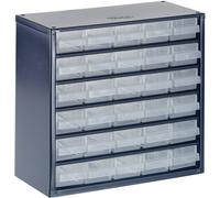 Raaco Casiers à Tiroirs C6-30, avec 30 Tiroirs en Plastique, Charge 19.8 kg, 15 x 30.6 x 28.3 cm, Montable au Mur, pour Rangement Garage & Atelier, Rangement Visserie Atelier