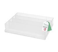 Raaco Boîte d'Insertion 55 4xA9-4, Plateau avec 4 Compartiments, Boîte de Tri Transparente pour Mallette à Outils, Boîtes de Rangement, Rangement Visserie, Facile à Nettoyer, 16 x 22 x 4,7 cm