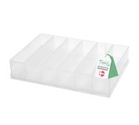 Raaco Boîte d'Insertion 55 6xA9-3, Plateau avec 6 Compartiments, Boîte de Tri Transparente pour Mallette à Outils, Boîtes de Rangement, Rangement Visserie, Facile à Nettoyer, 16,8 x 23,8 x 4,7 cm