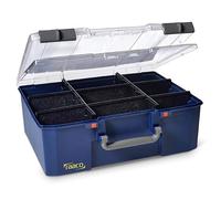 raaco CarryLite 150-9/DL: Boîte de Rangement Légère avec 8 Cloisons pour Petites Pièces et Couvercle Transparent Double Couche, Capacité de 20 kg, Stockage Sécurisé, 33 x 41.3 x 14,8 cm