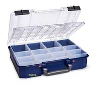 raaco CarryLite 80 4x8-12/DL: Boîte de Rangement Légère, avec 12 Compartiments et Couvercle Transparent Double Couche, Capacité de 10 kg, Stockage Sécurisé, 27.8 x 33.7 x 8.2 cm, Boîte à Outils
