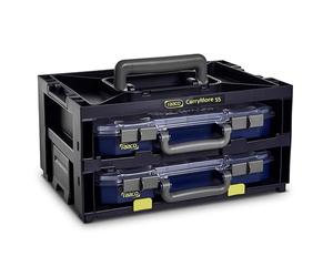 Raaco CarryLite boîte de rangement, Caisson de Transport Légère Équipé | Caisson de Transport Légère Équipé de 2 Mallettes CarryLite 55 4x8-16, Capacité de Charge de 25 kg, 55x2 Pour rangement clair