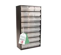 raaco Casiers à Tiroirs C12-24, Cadre en Acier, 24 Tiroirs en Plastique, Charge 30 kg, 15 x 30,6 x 55,2 cm, Montable au Mur, pour Rangement Garage & Atelier, Rangement Visserie Atelier