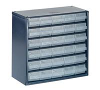 raaco Casiers à Tiroirs C6-30, avec 30 Tiroirs en Plastique, Charge 19.8 kg, 15 x 30.6 x 28.3 cm, Montable au Mur, pour Rangement Garage & Atelier, Rangement Visserie Atelier