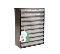 raaco Casiers à Tiroirs C9-45, Cadre en Acier, 45 Tiroirs en Plastique, Charge 30 kg, 15 x 30,6 x 42 cm, Montable au Mur, pour Rangement Garage & Atelier, Rangement Visserie Atelier