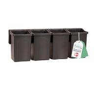 raaco Cup set 2 Rangement mural de Vis avec 4 Bacs, Rail Mural avec Conteneur en Plastique 10,7 x 40,7 x 15 cm. Poids 0,43 kg, Capacité de Charge 12 kg. Idéal pour Organiser et Ranger Petites Outils.
