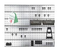 Raaco Start Set 38 kit Mural Atelier, 38 SuperClips, Rangement Atelier | Panneau Perforé Atelier avec 38 SuperClips, 104 x 88 cm, Capacité Totale de Charge 300 kg, Porte Outils Mural