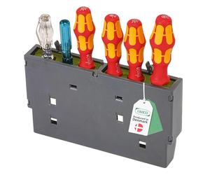 Raaco ToolFix Grand, Boîte à Outils pour Panneau Mural Perforé, Capacité pour 6 Gros Outils, PP & élastomère thermoplastique, Organisation du Garage, Rangement Outils, Crochet Solide pour Mur Perforé