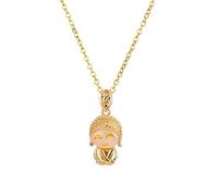 RAAJSI Mignon Chanceux Petit Bouddha Maitreya Pendentif Titane Acier Short Femmes Colliers Chaîne d’Or Cou Femme Bijoux Cadeau