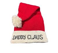 Raani Shop Like a Queen Bonnet de Père Noël fait à la main pour papa, bonnet de Noël tricoté avec pompon, rouge et crème, accessoire de costume de vacances, chapeau de fête d'hiver