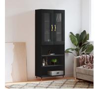 ""Rabais""Buffet haut - CLARENCE - Commode/Buffet de cuisine, Noir 69,5x34x180 cm - Bois d'ingénierie NEU2690