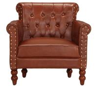 “Rabais""Chaise Canapé 1 place - JILLE'S - Fauteuil à Salon Marron Cuir de chèvre véritable SOLO349316