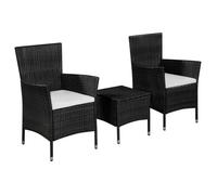 “Rabais""Ensemble de bistro 3 pcs - Table de salon salle à manger + 2 Chaises de jardin - Résine tressée Noir SOLO978231