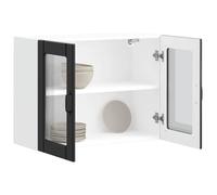 “Rabais""Meuble haut suspendue - VIDAXL - Armoire murale de cuisine avec porte en verre Lucca noir Août40618