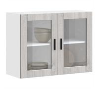 “Rabais""Meuble haut suspendue - VIDAXL - Armoire murale de cuisine avec porte en verre Porto sonoma gris Août52310