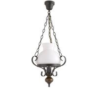 Rabalux Lustre suspendu Petronel – Métal, bois & verre, IP20, 1x60 W, noir