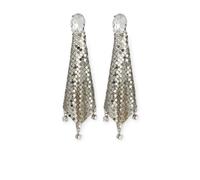 Rabanne - Boucles d`oreilles en cotte de mailles à cristaux - Femme - Accessoires - Gris - Taille: ONE Size