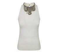 Rabanne - Haut Brodé Orné de Bijoux - Femme - Tops - Beige - Taille: 38 FR