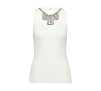 Rabanne - Haut en maille sans manches orné de bijoux - Femme - Tops - Beige - Taille: 40 FR