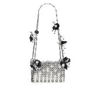 Rabanne - Mini Sac Bandoulière Orné de Fleurs - Femme - Sacs - Gris - Taille: ONE Size