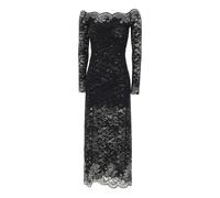 Rabanne - Robe Midi en Dentelle à Épaules Dénudées - Femme - Robes - Noir - Taille: 36 FR