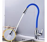 Rabattable Robinet Cuisine, Robinet Évier Pivotant Mitigeur Cuisine de Flexible Bec Pivotant à 360°, Robinetterie avec Pulvérisateur Double Fonction, Froid & Chaud Disponible, Laiton Chromé (Blau)