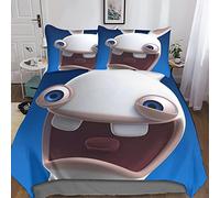 Rabbids Invasion Ensemble De Housse De Couette Adulte Enfant Dessin animé Ensemble De Literie Ensemble De Couette Doux en Parure De Lit 3 Pièces avec Fermeture À Glissière Et Taies Double(200x200cm)