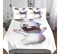 Rabbids Invasion Ensemble De Housse De Couette Adulte Enfant L'Dessin animé Ensemble De Literie Ensemble De Couette Doux En Parure De Lit 3Pcs Avec Fermeture À Glissière Et Taies King（220x240cm）