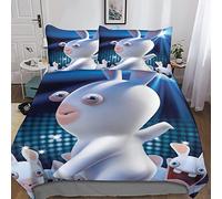 Rabbids Invasion Housse De Couette 3 Pièces pour Adultes Enfants Filles Garçons Dessin animé Parure De Lit avec Fermeture À Glissière Ensemble De Literie avec Taie d'oreiller King（220x240cm）