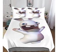 Rabbids Invasion Housses De Convient Aux Adulte Enfant, L'Dessin animé Ensemble De Literie Avec Fermeture À Glissière, Parure De Lit Avec Housses De Couettes Et Taie D'oreiller 3 Pcs Double(200x200cm)