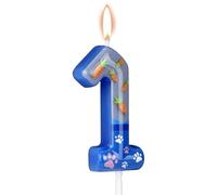 Rabbit Anniversaire Bougie, Bleu Animal Thème Numéro Bougies Carotte et Empreintes Happy Birthday Gâteau Toppers Gâteau Décoration pour Enfants Anniversaires Favor Jungle Safari Fête (1)