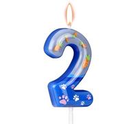 Rabbit Anniversaire Bougie, Bleu Animal Thème Numéro Bougies Carotte et Empreintes Happy Birthday Gâteau Toppers Gâteau Décoration pour Enfants Anniversaires Favor Jungle Safari Fête (2)