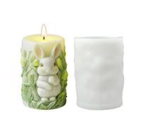 Rabbit Candle Mold - Easter Rabbit Candle Making Supplies, Cylinder Cement Mold, Non-Stick Craft Feature, Versatile Soap Cement Resin for Home, Family, Friends, 2.28x3.15 Inches