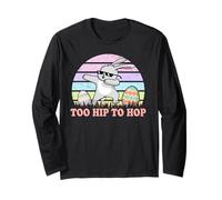 Rabbit Dabbing Too Hip to Hop Bunny Funny Easter Day Manche Longue