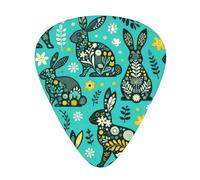 Rabbit-Flowers-Abstract Lot de 12 médiators avec 3 épaisseurs et boîte de rangement, médiators en ABS pour guitare basse électrique