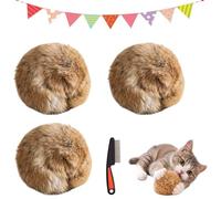 Rabbit Fur Ball Cat Toy, 3.15 in Catnip Ball, Rabbits Furs Balls Cat Toy with Soft Plush Lightweight Furry Interactive Cat Toys for Chasing, Kicking & Indoor Exercise, Washable Bunny Kick Toy (*3)