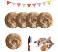 Rabbit Fur Ball Cat Toy, 3.15 in Catnip Ball, Rabbits Furs Balls Cat Toy with Soft Plush Lightweight Furry Interactive Cat Toys for Chasing, Kicking & Indoor Exercise, Washable Bunny Kick Toy (*5)