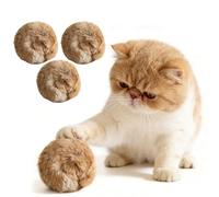 Rabbit Fur Ball Cat Toy 3 Inch, Real Rabbit Cat Pom Pom Balls with Catnip, Washable Fun to Chase, Natural Prey-Like Interactive Play, Interactive Cat Toy Ball for Chasing, Biting & Exercise (3PCS)