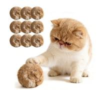 Rabbit Fur Ball Cat Toy 3 Inch, Real Rabbit Cat Pom Pom Balls with Catnip, Washable Fun to Chase, Natural Prey-Like Interactive Play, Interactive Cat Toy Ball for Chasing, Biting & Exercise (9PCS)