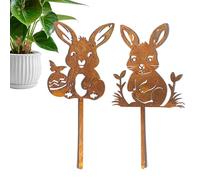 Rabbit Garden Stakes, Decorative Garden Stakes, Yard Flower Pot Stake, Cute Yard Flower Pot Insert, Suitable for Outdoor Garden Flower Arrangement, 20x12cm, Cute Bunny Design